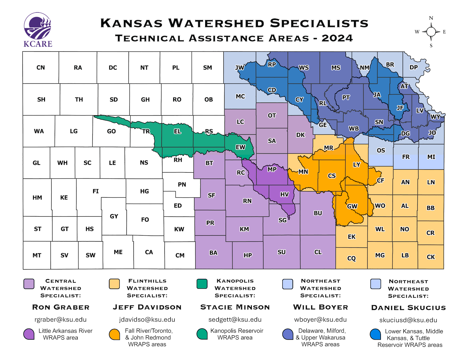 KCARE Watershed Specialist Map